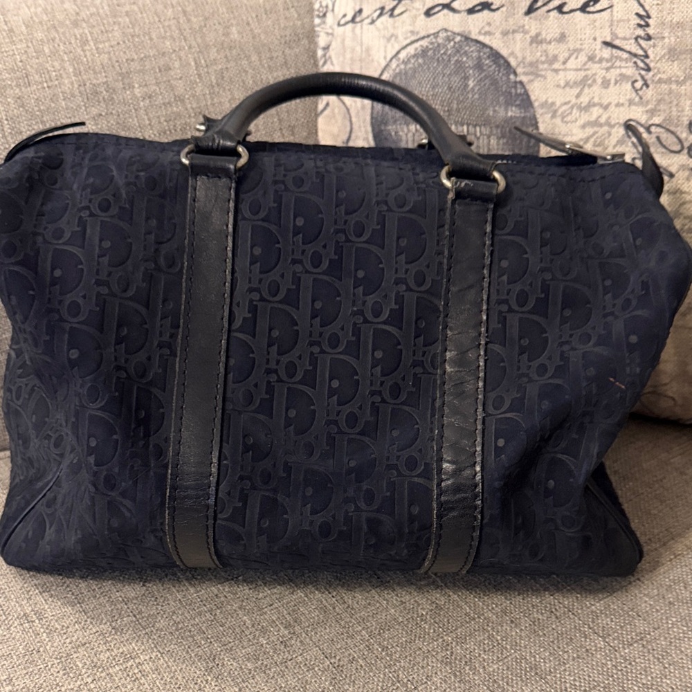 Vintage Christian Dior Suede Boston Bag w COA